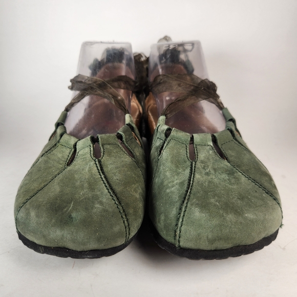 HAFLINGER Women's Eva Sandal Size 7 EU 38 Green Suede German Lace Up Shoes - Picture 10 of 10